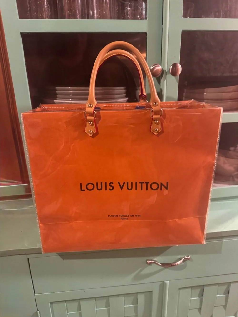 Louis Vuitton Orange Patent Tote with Dual Top Handles - Picture 2 of 4